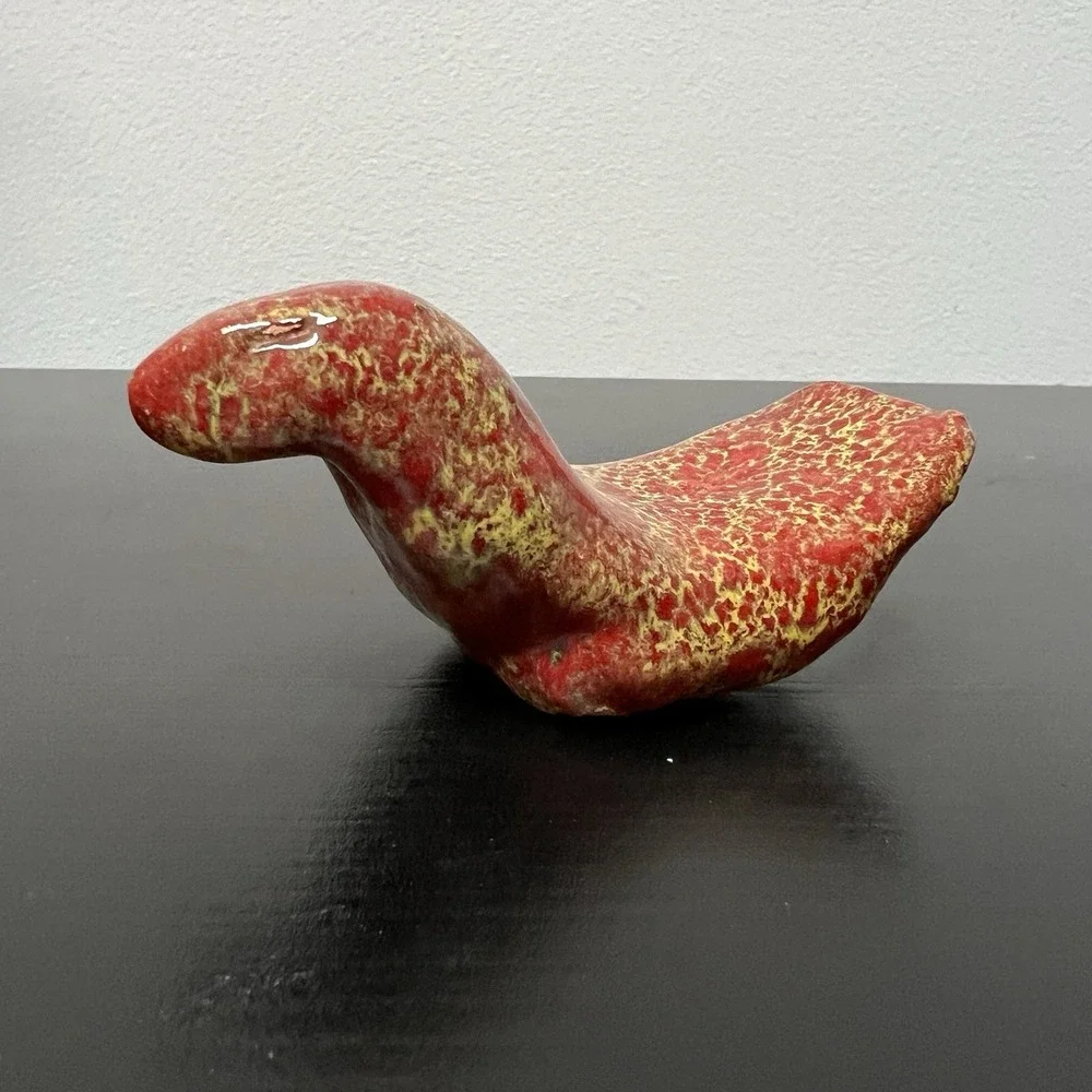 Vintage Handpainted Ceramic Seal Folk Art Figurine Vibrant‎ Colors